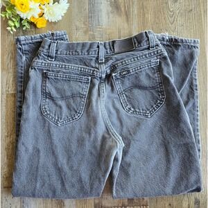 Vintage 90s Lee Jeans 10E Gray Wash High Rise Mom Jeans Cotton Made in USA 24x23
